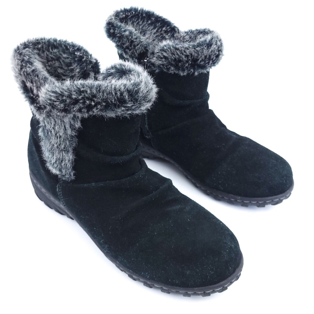 Khombu Suede Leather Boots Size 10M, Black, Women Winter Shoes, Faux Fur